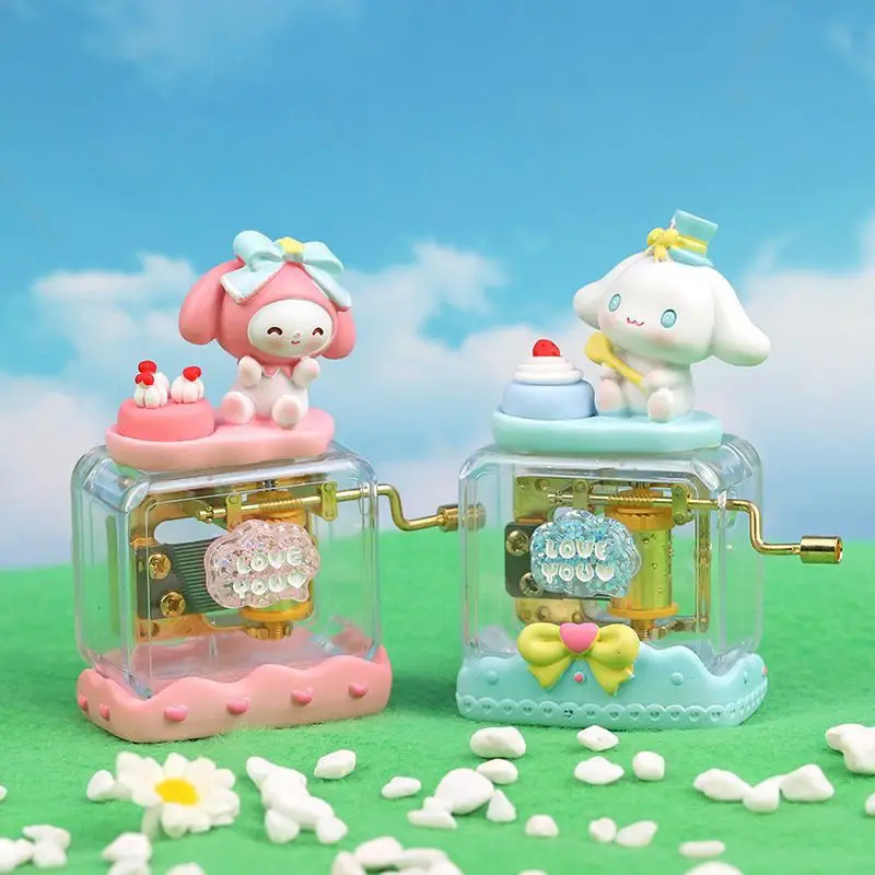 

Sanrio Sky Castle Music Box MyMelody Cinnamoroll Kuromi Anime Cartoon Cute Hand Crank Music Box A Birthday Present for A Child