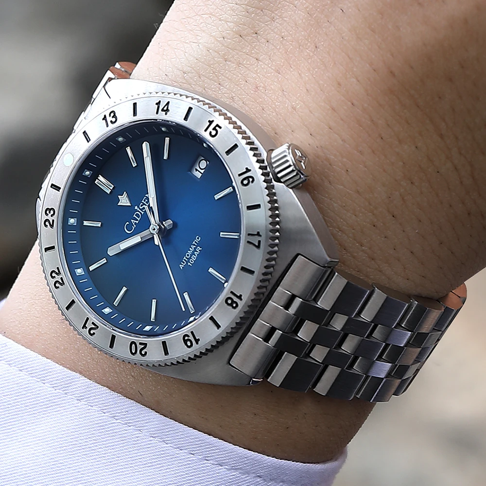 Orologio da Uomo CADISEN 8242 Movimento Giapponese Vetro Zaffiro Meccanico Automatico Blu di Lusso Impermeabile 100M Casual Business
