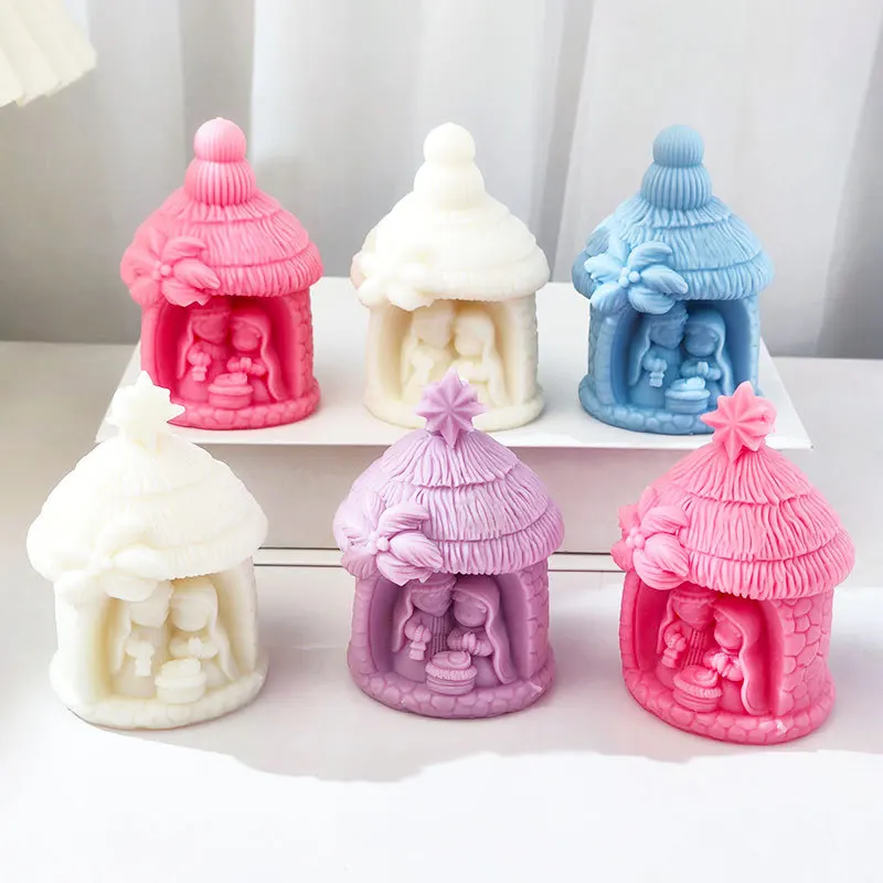 HolyReligionNativityCandleMoldResinEpoxyPlasterSiliconeMould