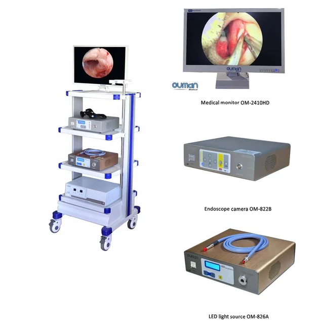 Tour d'endoscopie médicale HD avec caméra endoscope ORL, moniteur