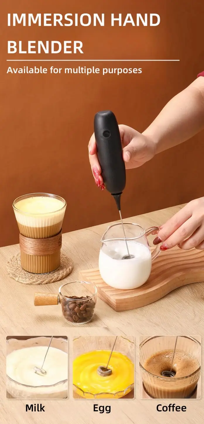 Description Picture 2 of itemManual Egg Beaters Handheld Mini Cappuccino Coffee Frothers Multifunction Egg Milk Chocolate Mixer Portable Kitchen Whisk Tools