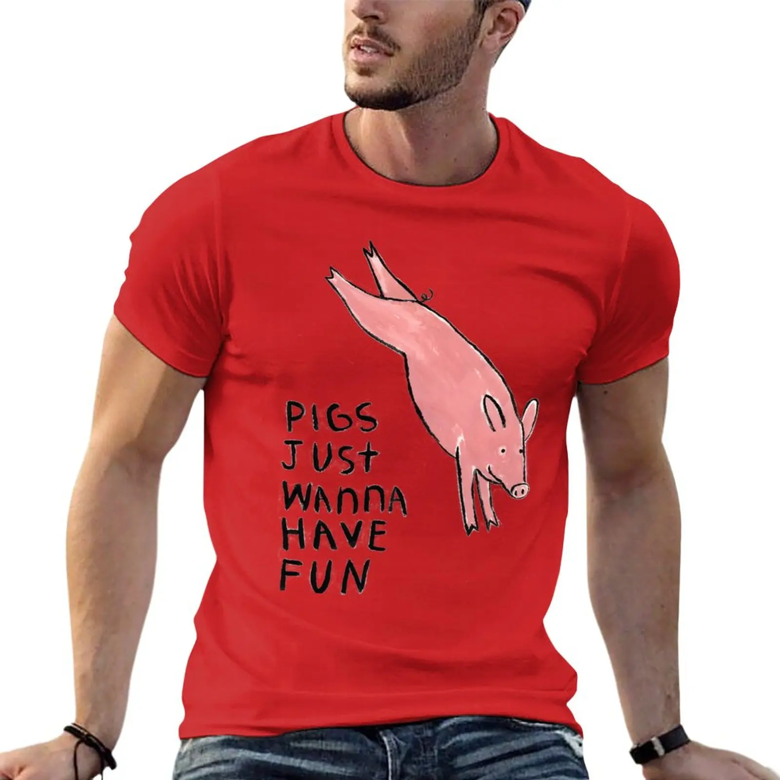

Pigs Just Wanna Have Fun #2 T-Shirt kawaii clothes plain cute tops blacks mens tall t shirts