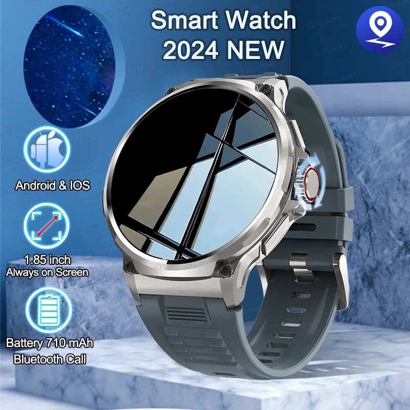 2024 New Men Smart Watch 710Ma Large Battery Health Watch Tracking 1.85 Pollici Bluetooth Call Music Smart Watch Per Huawei Ios