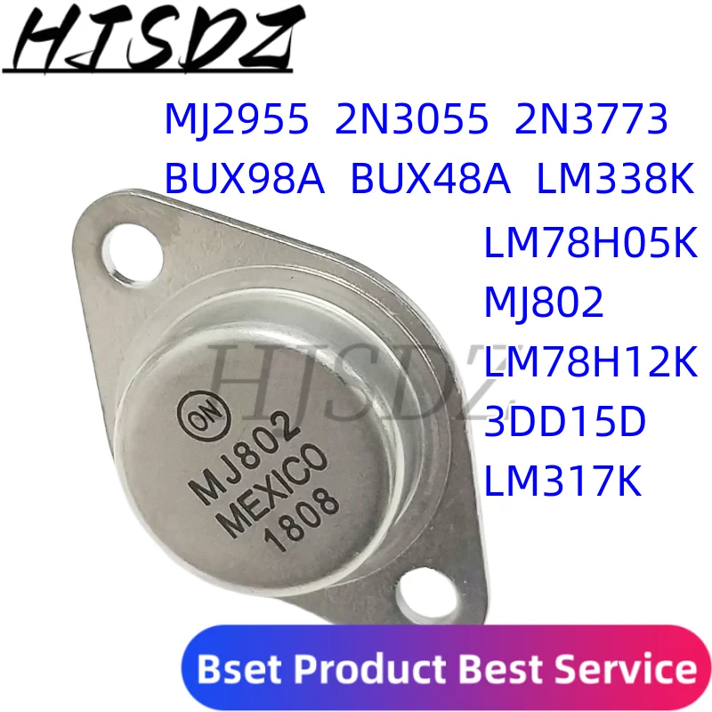 Transistor Mj2955 2N3055 To-3 15A 60V, Mj802 2N3773 Bux98A Bux98 Bux48A Bux48 Lm338K Lm338 Lm317K 3Dd15 Lm78H05K Lm78H12K, 2 Pcs