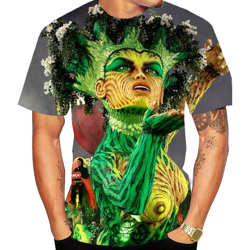 

Футболка мужская в стиле Харадзюку, Бразильский карнавал, уличный парад с 3D принтом, личная одежда, Свободный Топ оверсайз в стиле унисекс