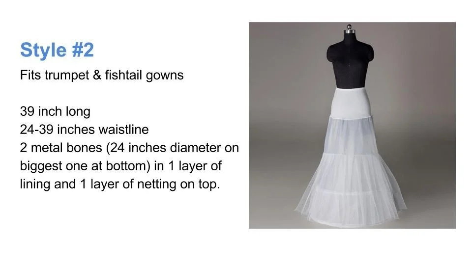12 Style A Line Mermaid White Bridal Crinoline Petticoat Slip Wedding Underskirt 