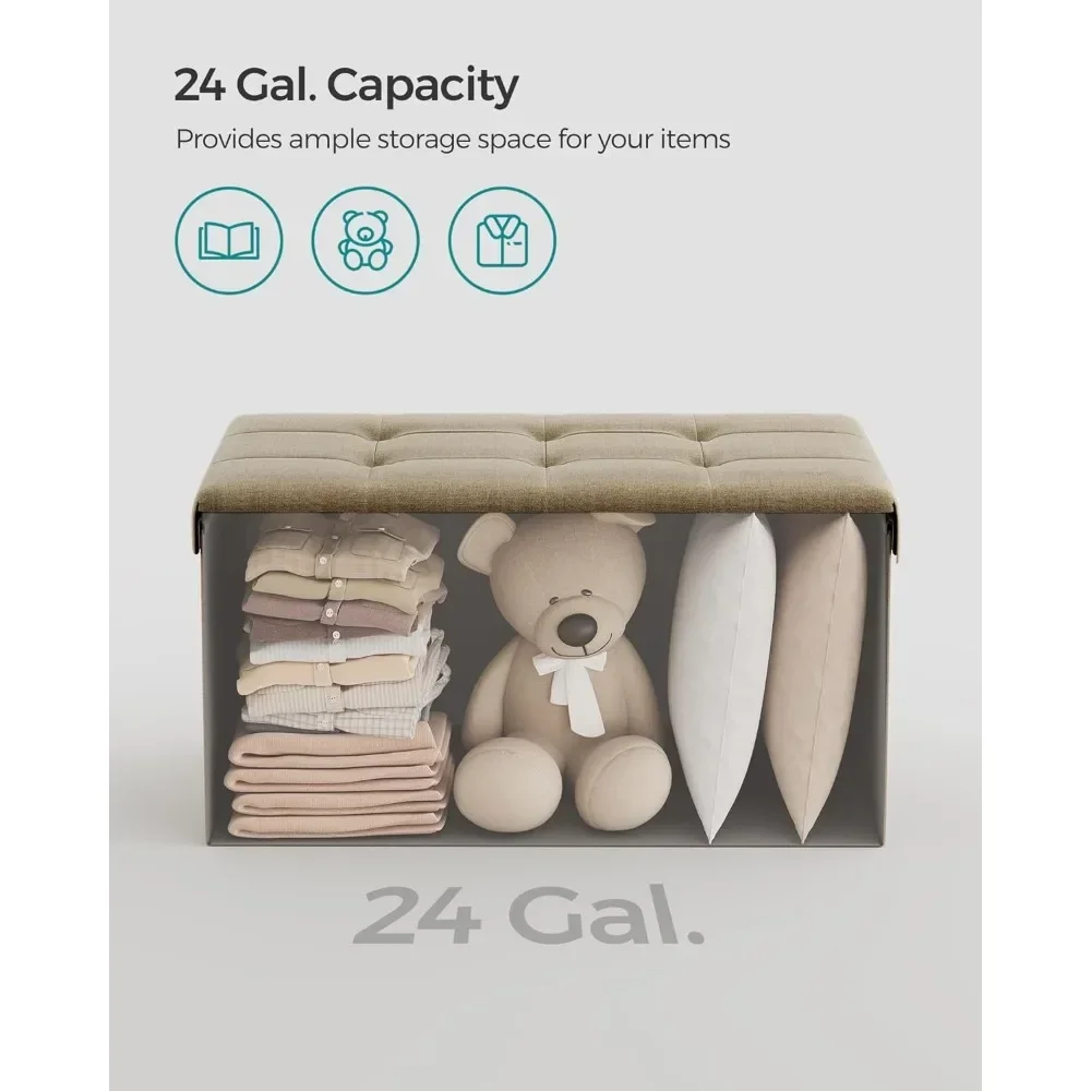 Portable Folding Benches Foot Rest Stool Light Taupe Furniture Storage Chest for Living Room Pouf Chair Home