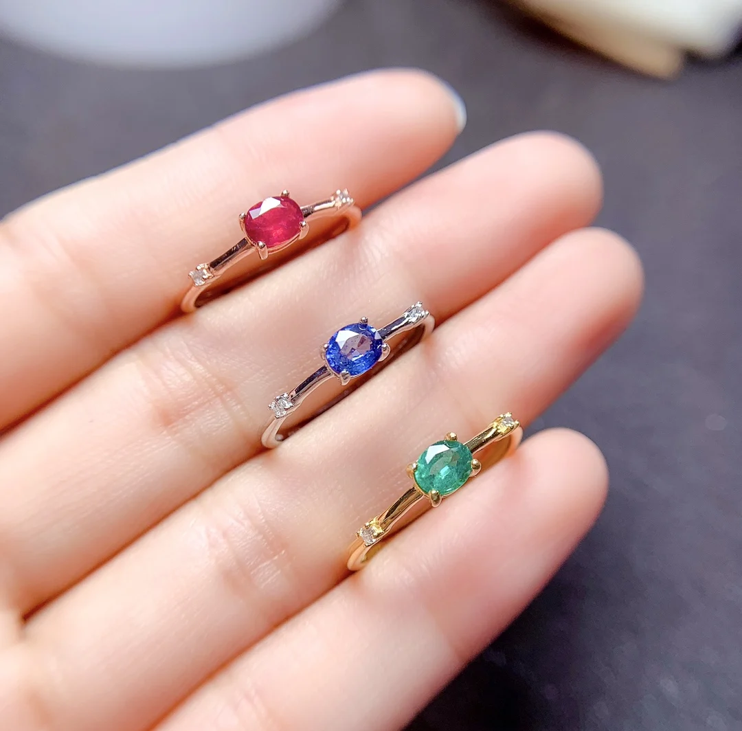 

925 Sterling Silver new women's jewelry High quality sapphire ruby emerald jewelry wedding anniversary ring gift for women