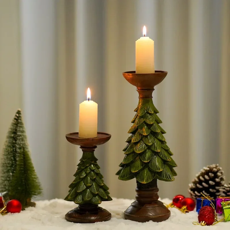 

Vilead Christmas Tree Candlestick Resin Candle Holder Figurines Living Room Tabletop Decoration Accessories New Year X-Mas Decor