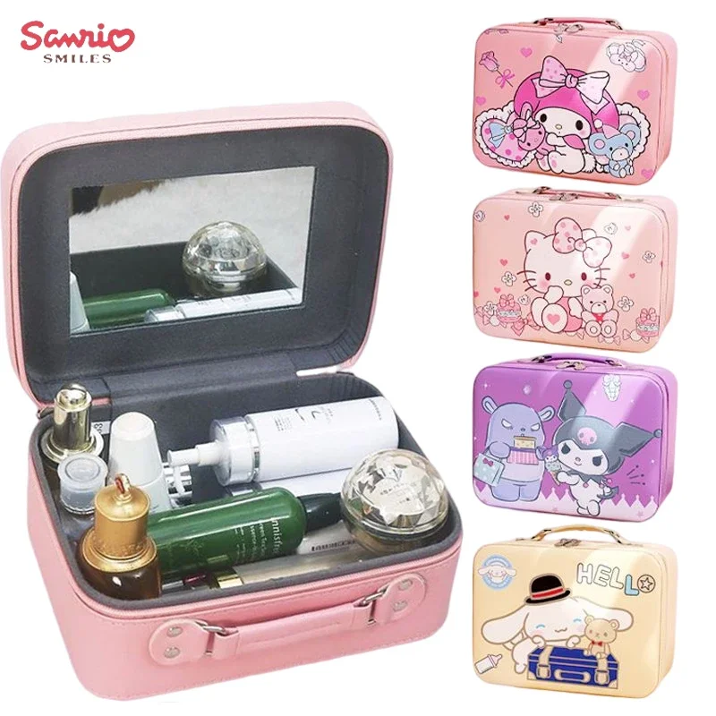 

Kawaii Sanrio, Hello Kitty Cosmetic чехол Kuromi Cinnamoroll, милый водонепроницаемый портативный контейнер для хранения красоты, Женская дорожная сумка для мытья