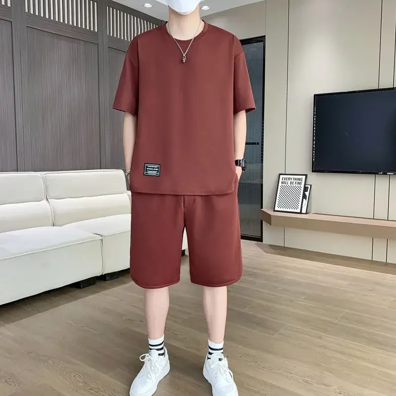 thumbnail image 1 of Camisetas blancas, pantalones cortos, trajes para hombres, jogging, correr, gimnasio, conjuntos para hombre, ropa deportiva, ropa de verano, camiseta de manga corta básica, 1 of 5