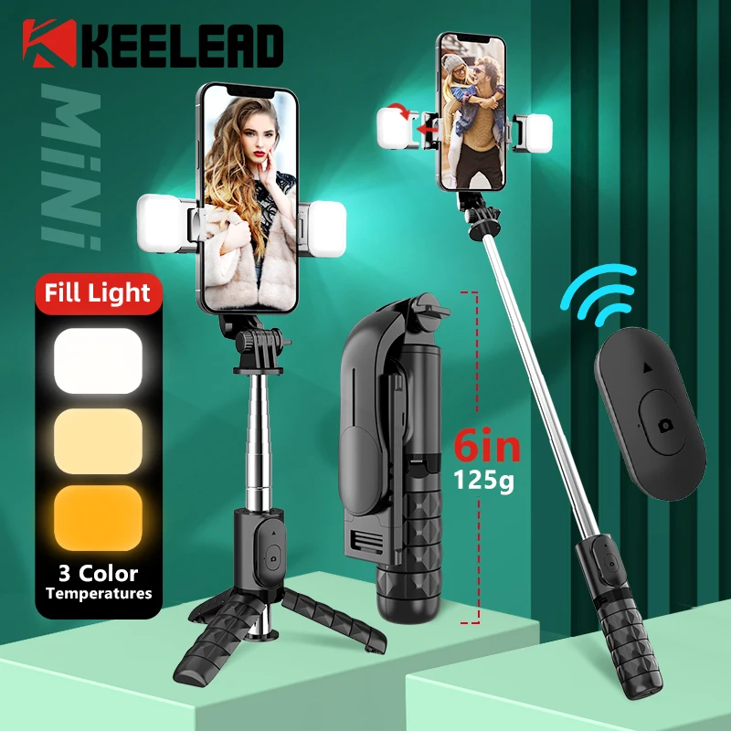 Selfie Stick Tripod Wireless Bluetooth Remote Fill Light Mini Selfie