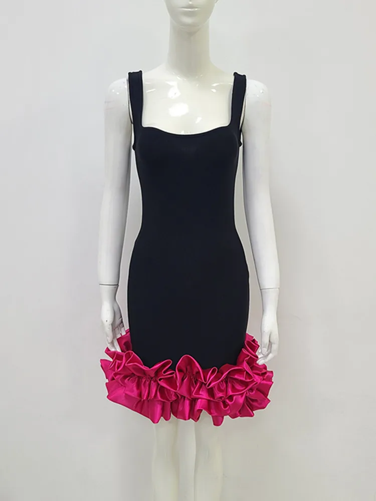 Women Summer Sexy Sleeveless Tank Black Hot Pink White Mini Bodycon Bandage  Dress 2023 Elegant Party Stage Performance Dress - AliExpress 200000345