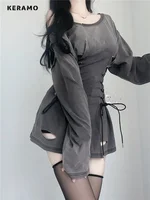 New Fairycore Grunge Goth Corset Dress Women Aesthetic Harajuku Streetwear Bandage Slim Bodycon Dress Y2k 90s Indie Clothes - Image 4