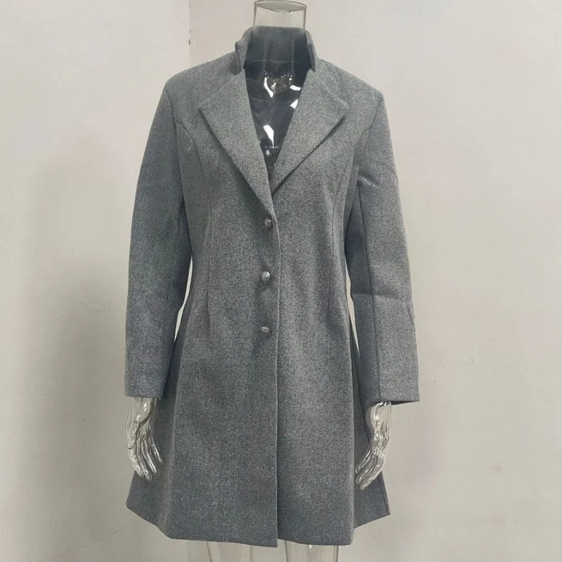 New Autumn Winter Women Fashion Pure Color Coat Warm Outwear Slim Leisure Clothing for Womens Trench Coat for Women