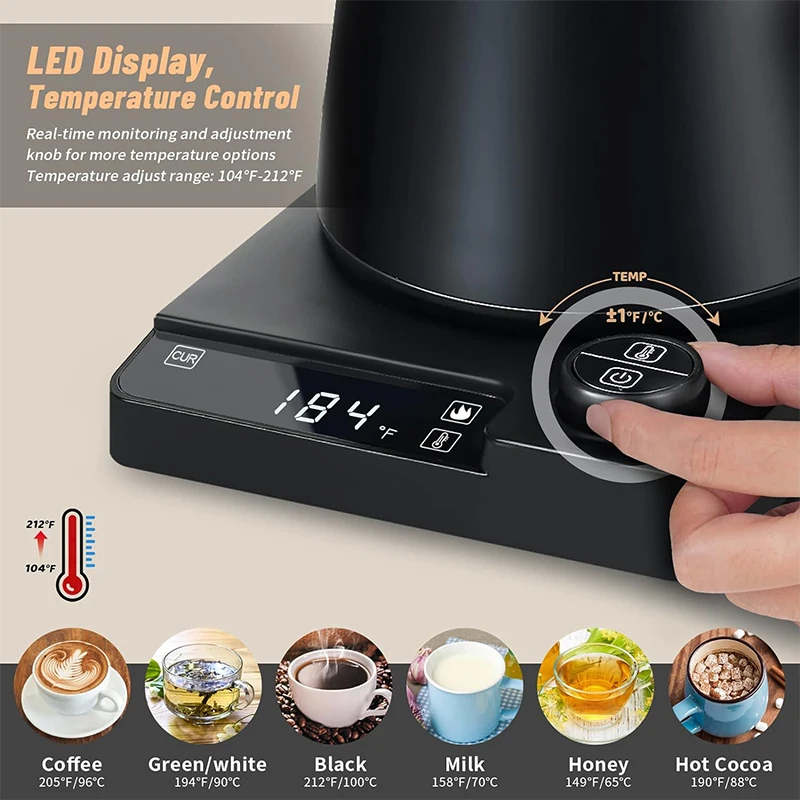 غلاية كهربائية ذات عنق معقوف، إبريق قهوة للتحضير ا...