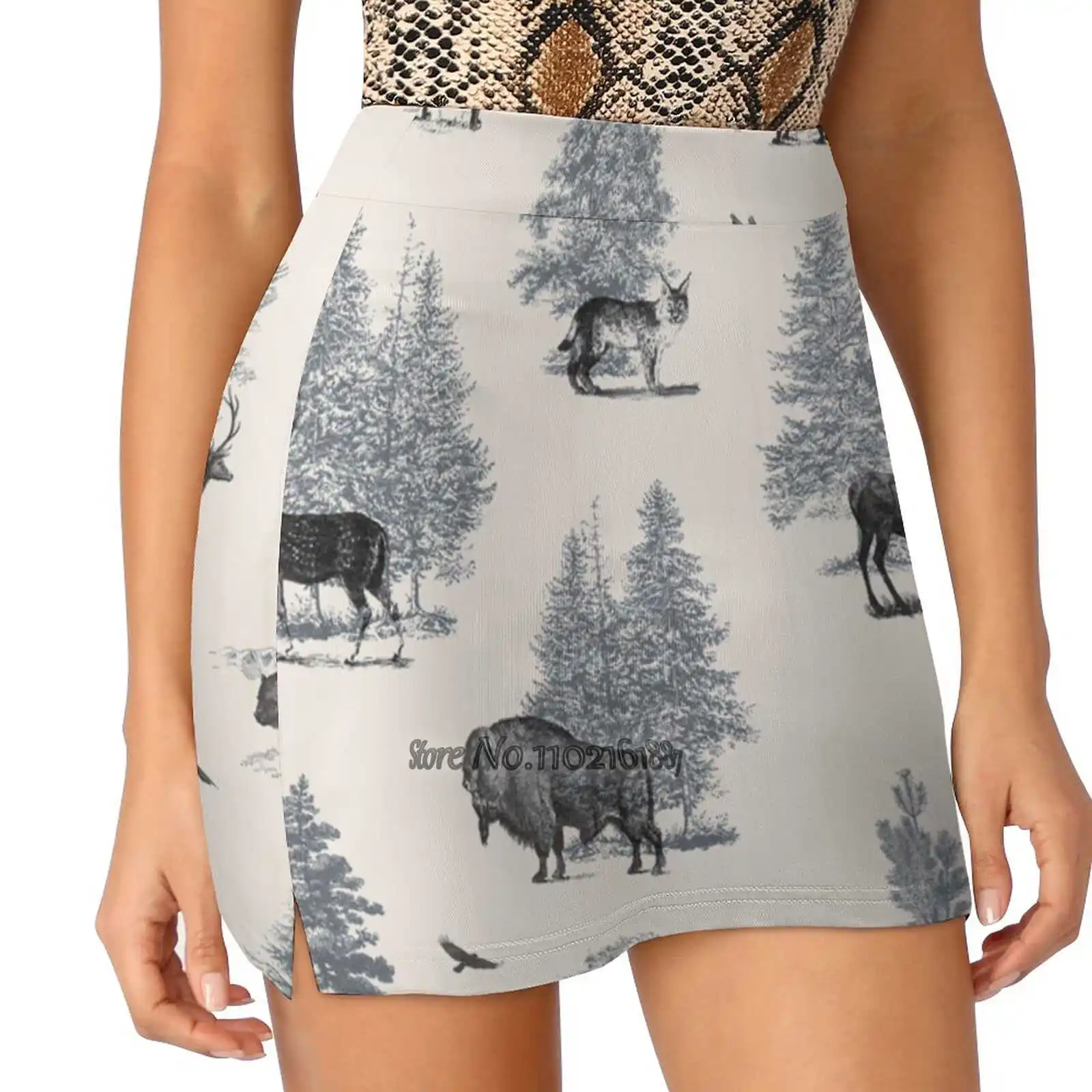 

Where They Belong - Winter Women Mini Skirt Two Layers With Pocket Skirts Sport Fitness Running Skorts Pattern Animal Wild