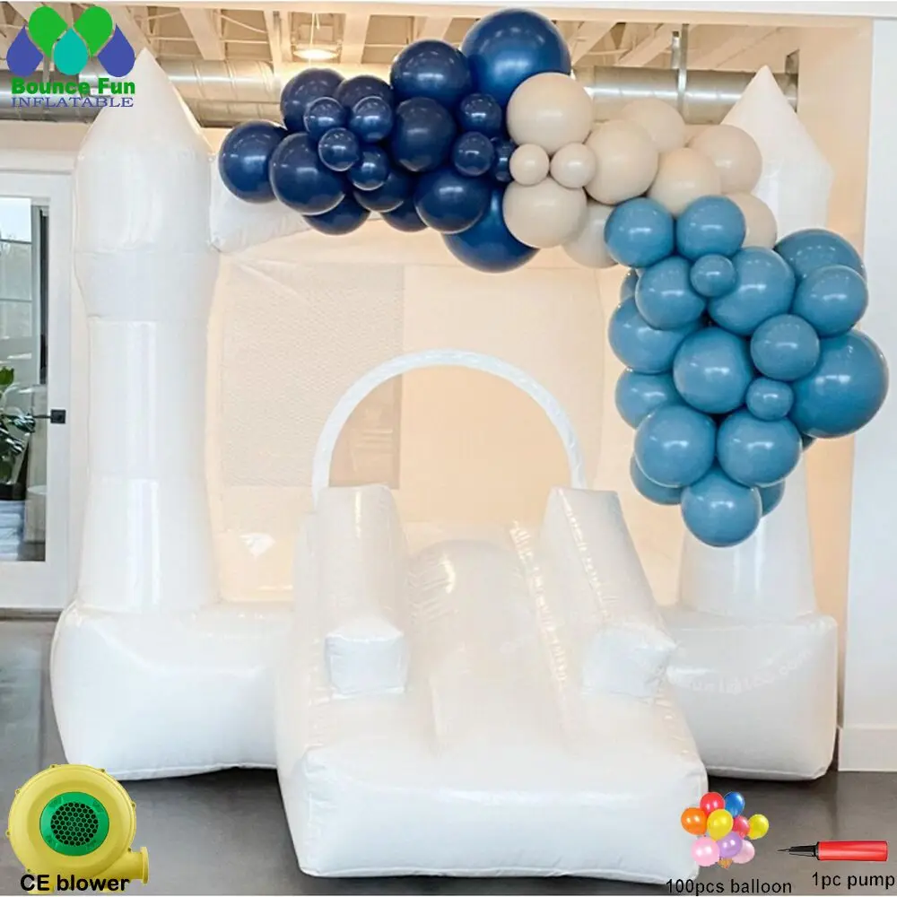 8ft 2.5m Mini White Kids Jumpers Soft Play Bounce House with Ball Pit Pool for Toddler Wedding Birthday Jumping Balloons jumping castle 3 7 2 7 2 6m inflatable white bounce house for kids bouncy house white for children with blower slide 5 8 kids