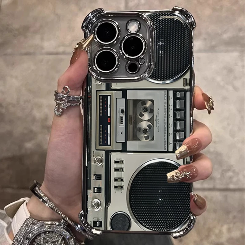 Vintage Cassette Design Plated Phone Case