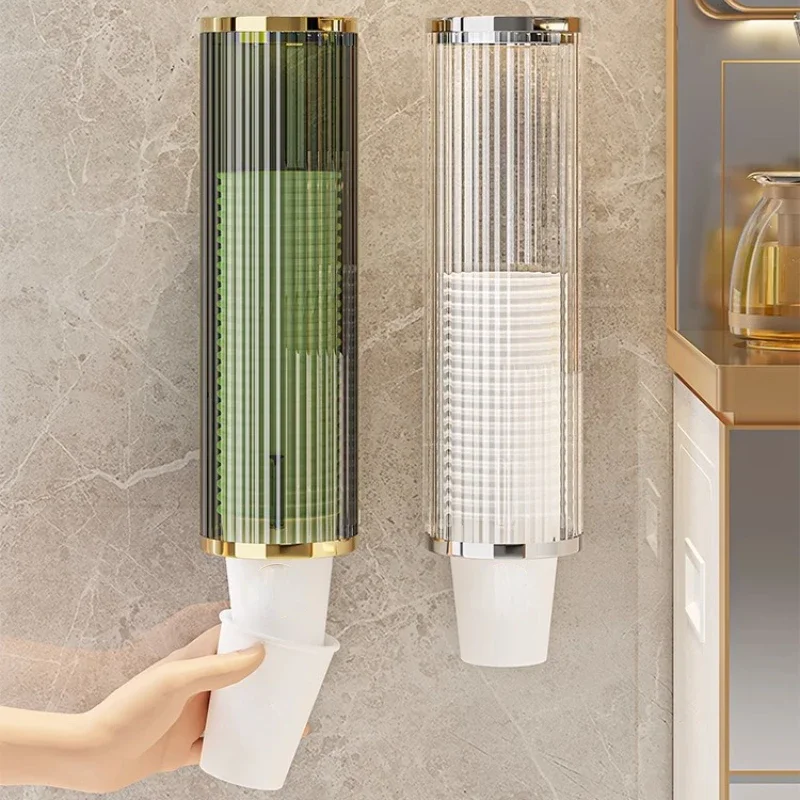 Disposable Paper Cups Dispenser Wall Mounted Dust-proof Cup Holder Cup Container Paper Storage Rack Drop Remover cup storage holder paper cup dispenser