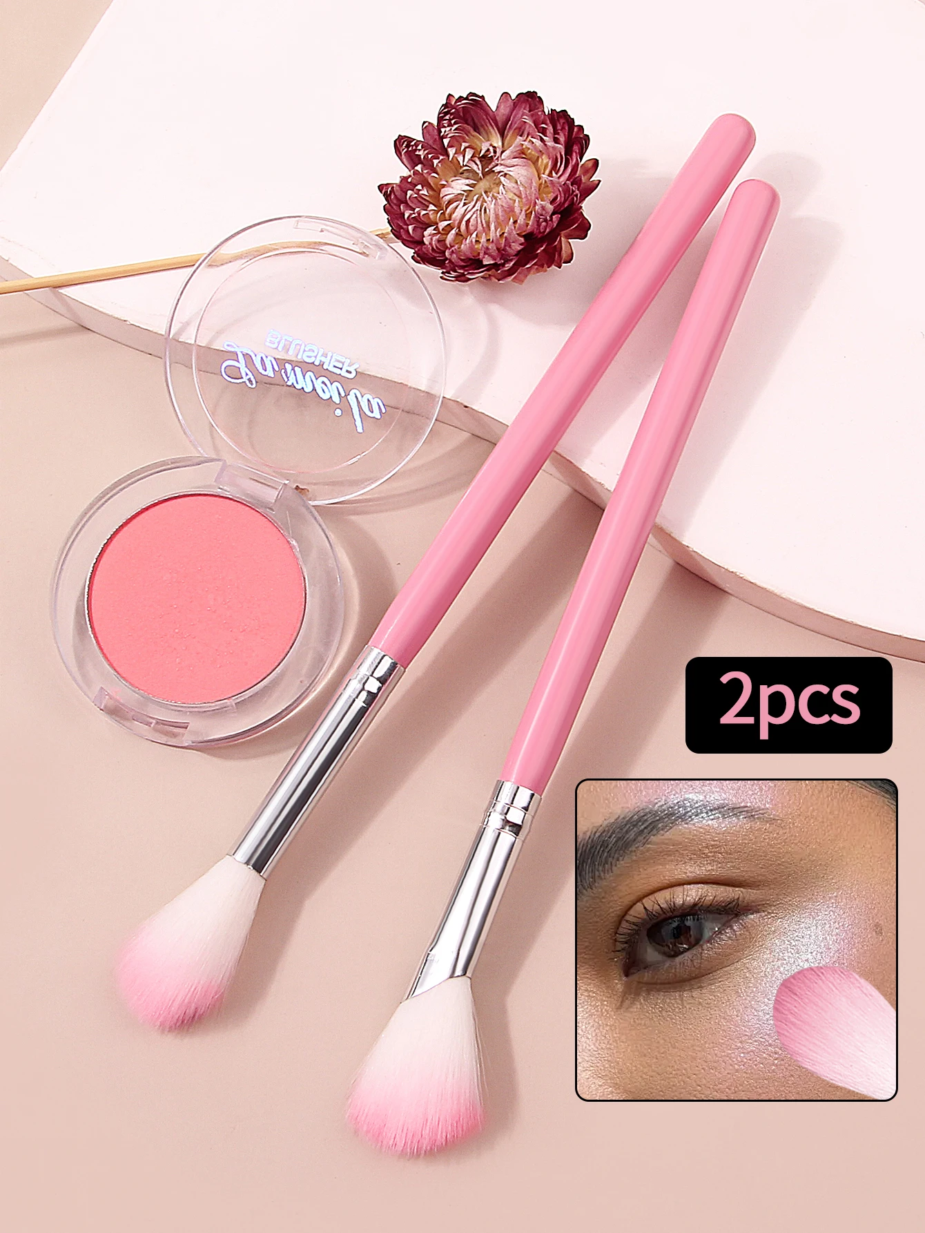 2pcs flame shaped oblique blending brush makeup brush nose shadow brush multifunctional affordable novice soft beauty tool
