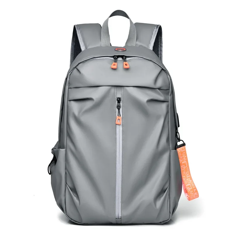 Men's Backpack Gray Business Travel Lightweight Multifunctional Laptop Bag Student Trendy Schoolbag with USB Charging Port