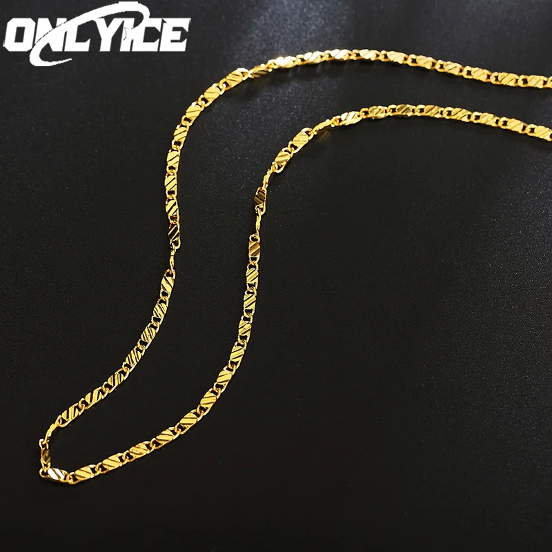 

40-75cm 18K gold 925 Sterling silver charm 2MM flat chain Necklaces for Women Men Luxury Fashion Party Wedding Jewelry
