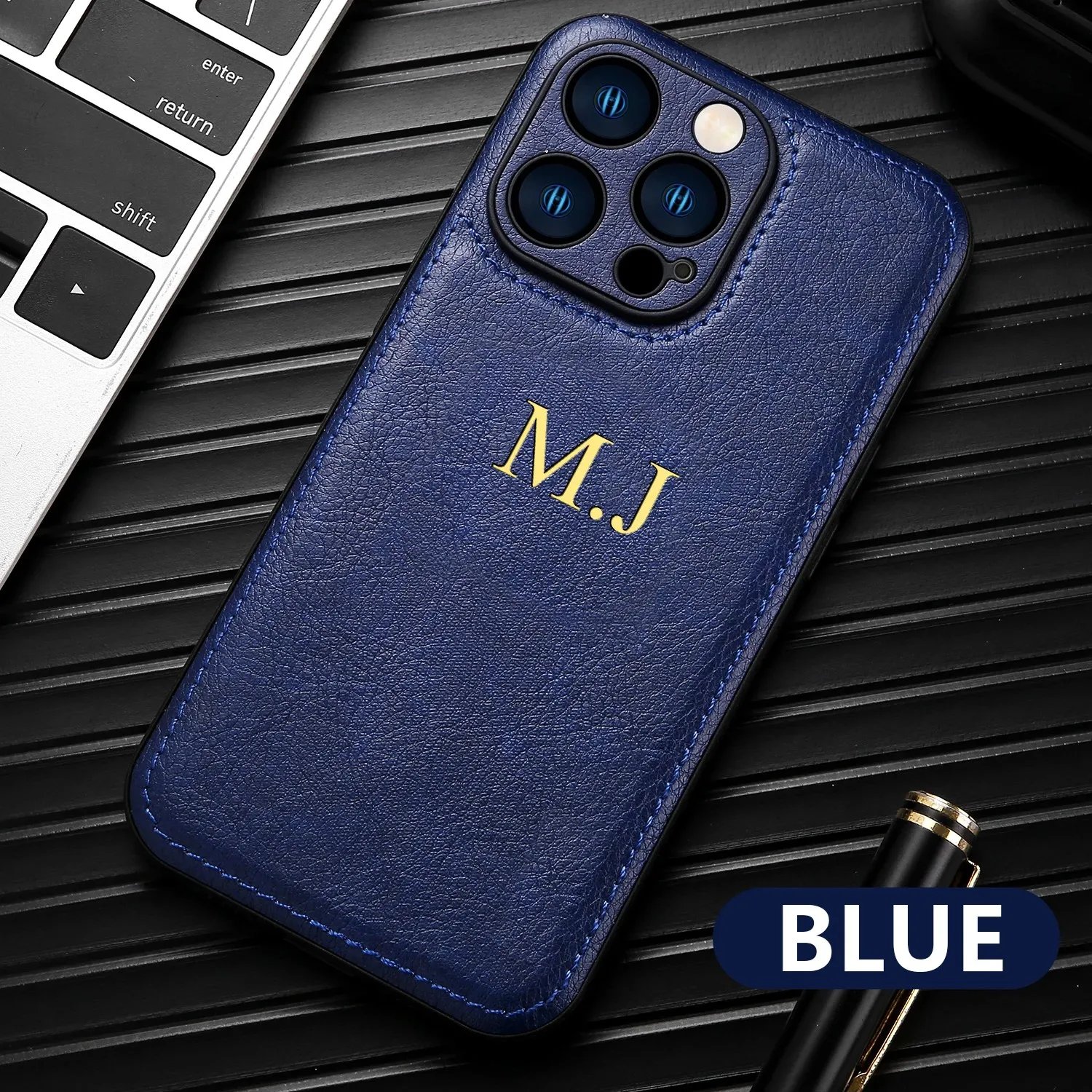 Personalized Custom Name Phone Case For iPhone 15 14 13 12 11 Pro Max 15 14 Plus Luxury Cowhide Leather Protection Back Cover