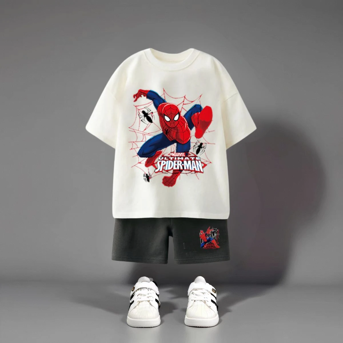 Spider Man Pattern T-shirt + Shorts 2pc/set Boy Clothes Summer Fashion Cartoon Casual Tracksuit Outfits Boutique Children's Wear 2