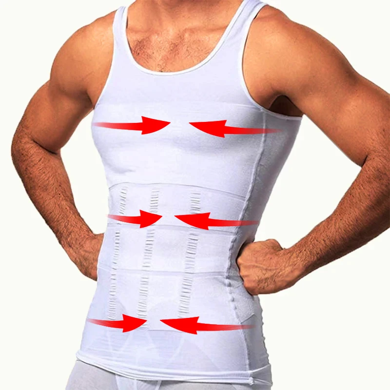 Pánská zeštíhlující tělo tvarovač tvarující oblečení břicho komprese košile na schovat gynekomastie moobs workout komora topy košilky