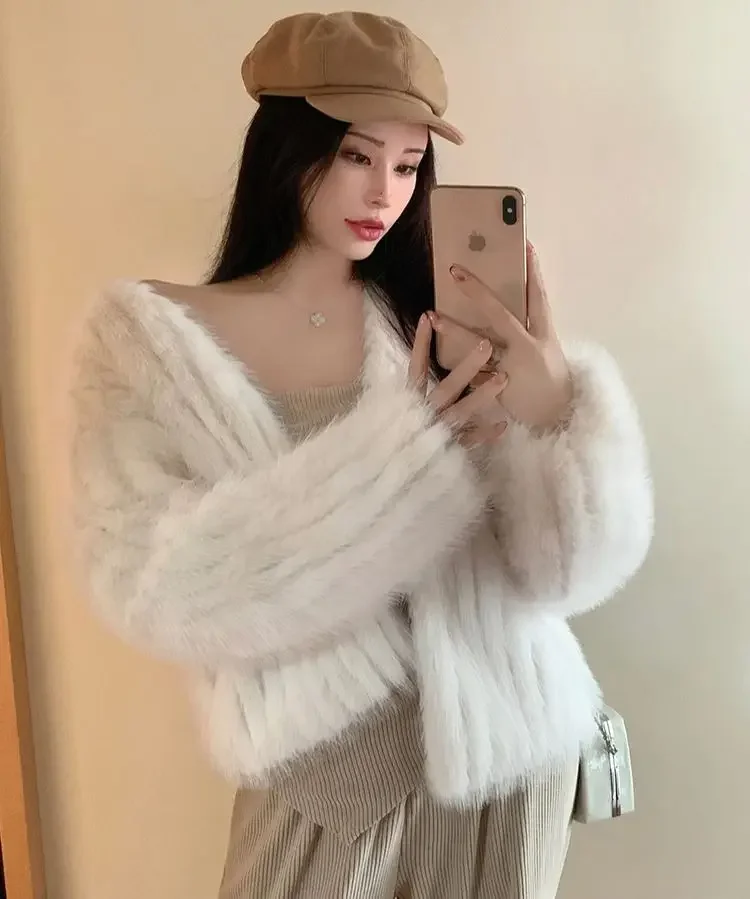 FANIECES manteau femme hiver Winter Elegant Faux Fur Coat Cardigan Outercoat Luxury Fluffy Fur Outwear Leather Hairy Jacket шуба