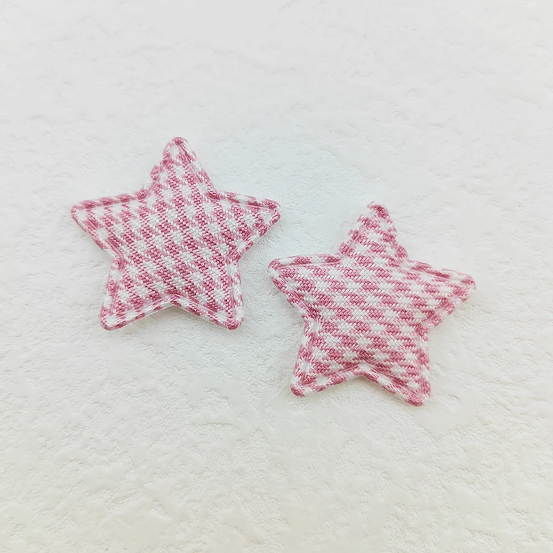 100Pcs 3CM Gingham Stern Applique Padded Patches Für Kleidung Hut Handwerk Nähen Liefert DIY Headwear Haar Clips Bogen decor – Detail 7