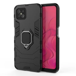 Armored Magnetic Suction Stand Full-Edge Phone Case for Reno 4Z 5G (DarkBlack)