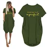 Women's Loose  Short Sleeved Summer Plus Size Dress Pocket T-shirt Style Mini Dresses Summer Casual Loose Dress Vestidos