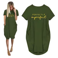 Women's Loose  Short Sleeved Summer Plus Size Dress Pocket T-shirt Style Mini Dresses Summer Casual Loose Dress Vestidos