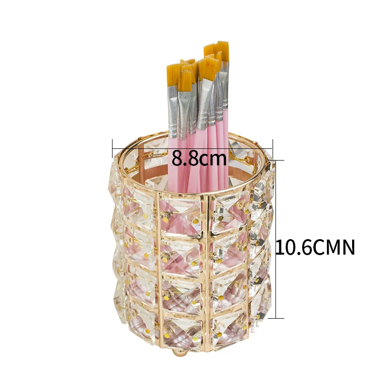 1pcs Metal Makeup Brush Storage Holder Test Tube Eyebrow Pencil Organizer Bead Crystal Jar Jewelry Diamond Cosmetic Box 2