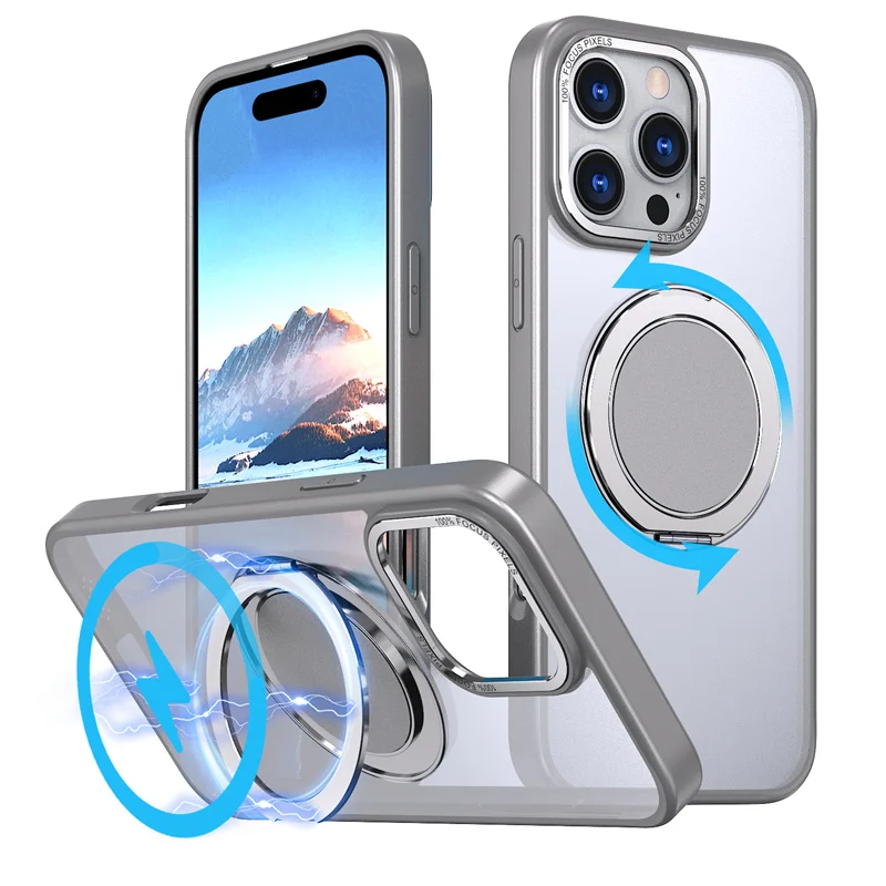 Magnetic Shockproof Phone Case with Rotating Bracket and Enhanced Protection
