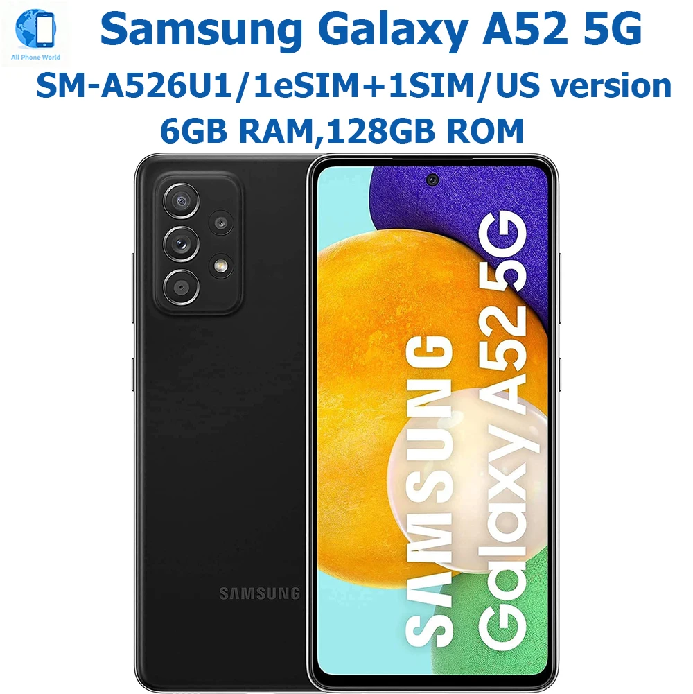 Samsung Galaxy A52 5G Smartphone 6.5-inch 6GB RAM 128GB US Version 64MP Quad Camera Eight Core Snapdragon NFC4500mAh Unlocking