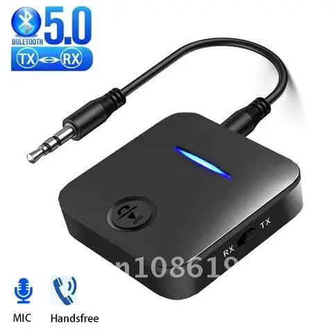 

Wireless Adapter Handsfree Stereo Audio Music Mic Receiver Transmitter Bluetooth 5.0 3.5mm Aux Jack For Car PC TV Headphone