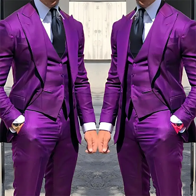 Formal Suit 3 Pcs Set for Men Peak Lapel Blazer Vest Pants formal suit