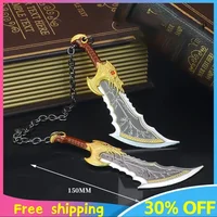 15cm God of War Game Metal Weapon Model Ragnarok Kratos Weapon Blades of Chaos Runic Double Blade  Sword Samurai Gifts Toys Boys 1