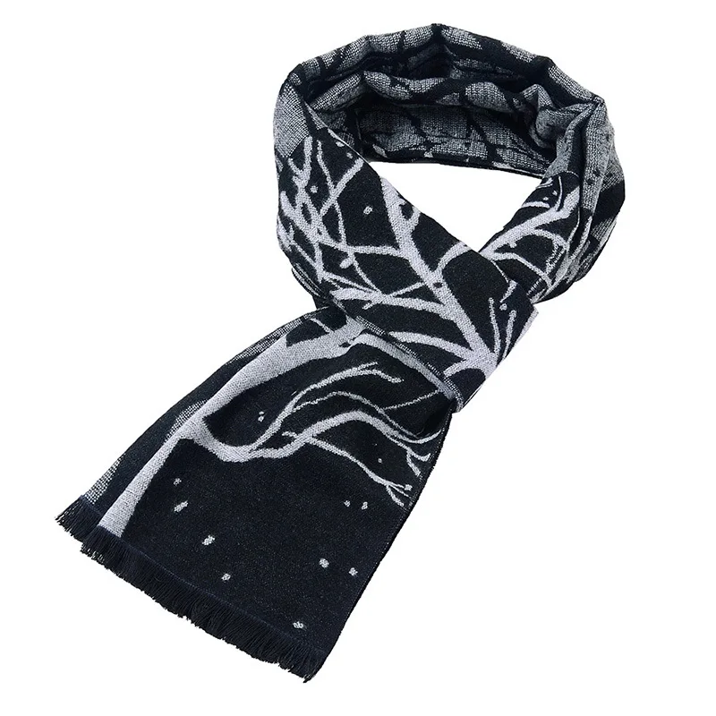 180*30CM Men Printed Scarf Winter Jacquard Flannel Tree Pattern Tassels Cotton Business Style Shawls Scarves knitted scarf fleece scarf polar fleece scarf