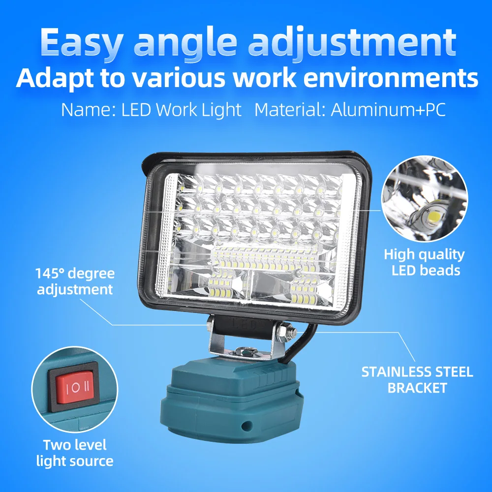 Makita 18V 리튬 이온 배터리 LED 작업 조명 4/6/8 인치 손전등 휴대용 비상 홍수 램프 캠핑 램프