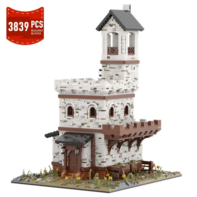 Moc City Street View Series The Medieval British Castle Building Blocks Set Architecture Assemble Constructor Toys for Children |