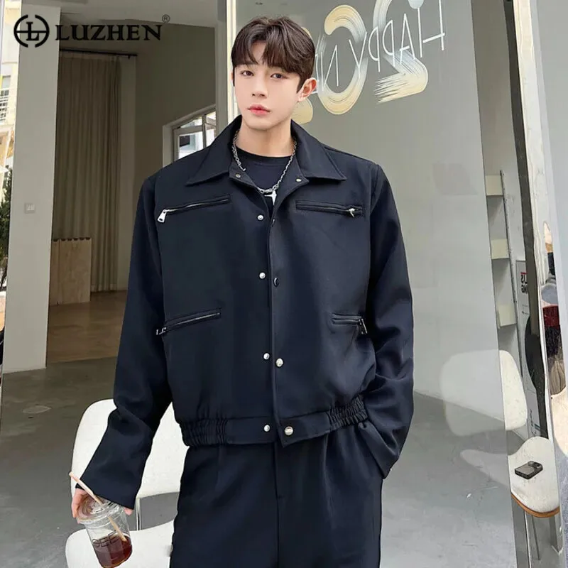 

LUZHEN Many Pockets Solid Design Men's Casual Trendy Color Jackets Elegant Fashion Original 2023 Autumn Coat High Quality 21a8b5