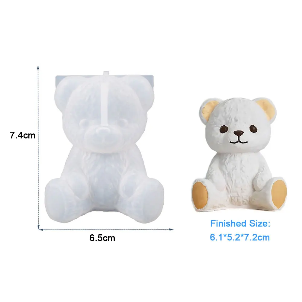 Description Picture 3 of itemFor Fun 3D Smiling Teddy Bear Silicone Candle Molds Crystal Resin Mold Plaster Making Kit Handmade Ice Cube Mold Home Decor Gift