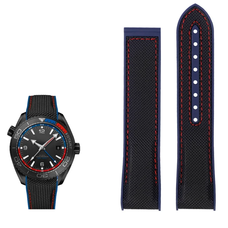 Nylon Rubber Watchband with Deployant Clasp - Silicone Strap Accessory