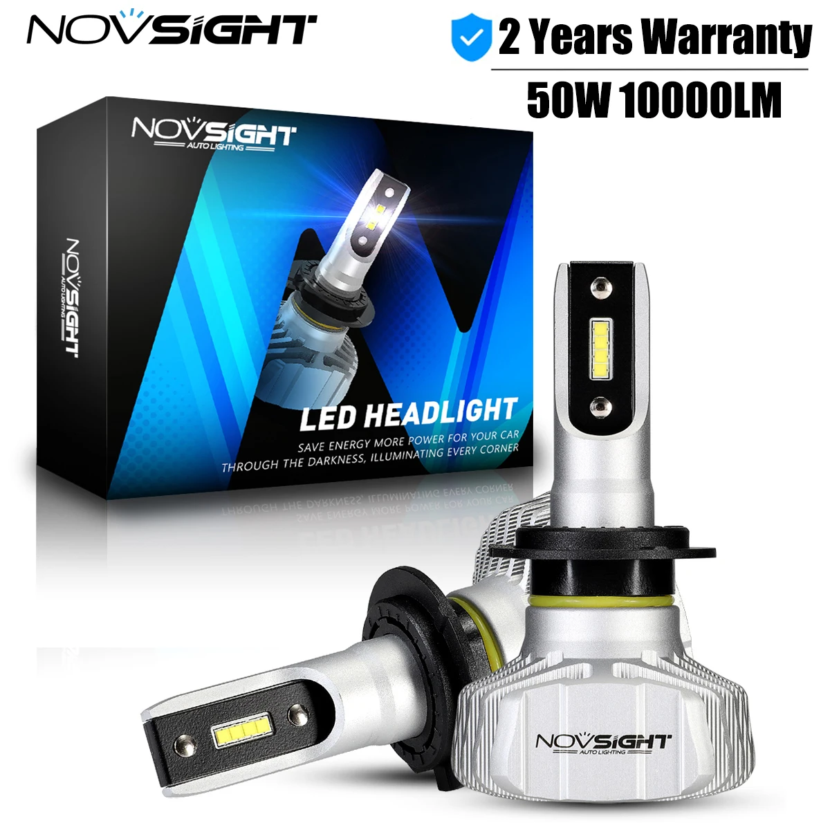 NOVSIGHT H4 H7 H11 H8 H9 LED Headlight 9006 9007 H13 Car Headlight Bulbs 50W 10000LM 6500K Fog Light Bulb Auto Accessories