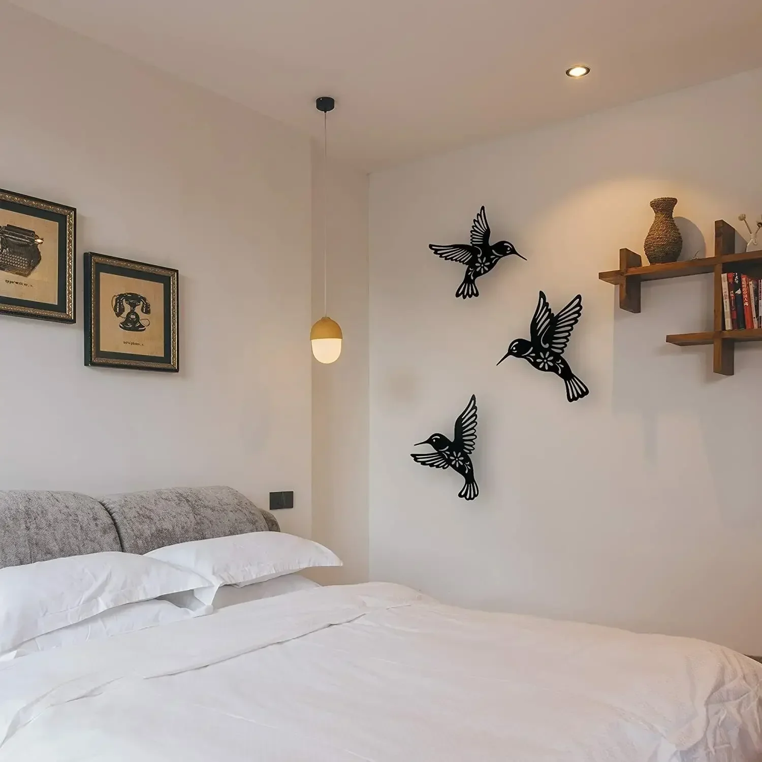 

Iron Crafts, Metal Hummingbird Wall Art Decor, Set of 3 Black Concise Decoration Hanging