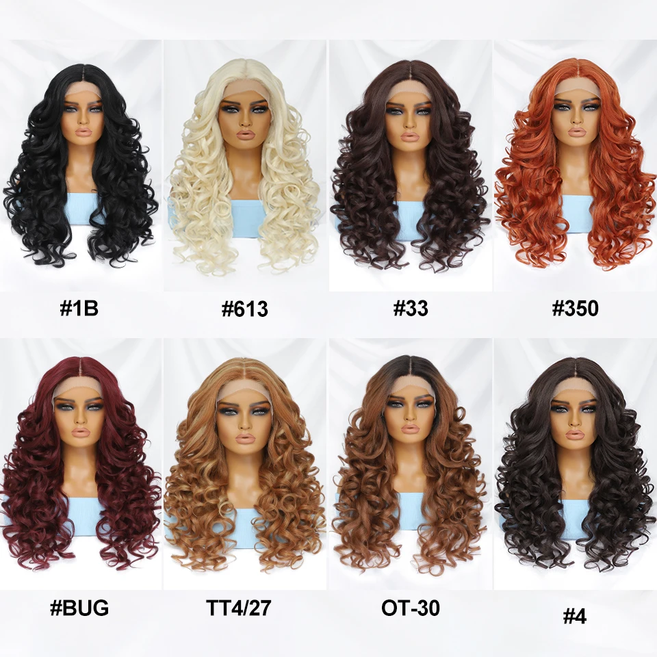 Black Brown Curly Wig Synthetic Lace Front Wigs For Women Glueless Blonde Orange Female Lace Wig 13X4X1 Cosplay Hair Daily Use 2